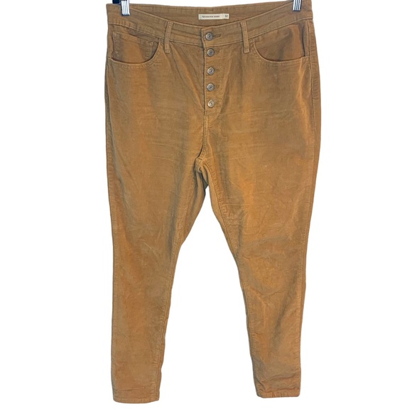 Levi’s 721 High Rise Skinny Corduroy Iced Coffee Brown Button Front Pant Size 32 - Picture 2 of 9